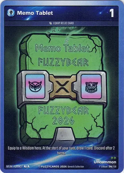 Memo Tablet card