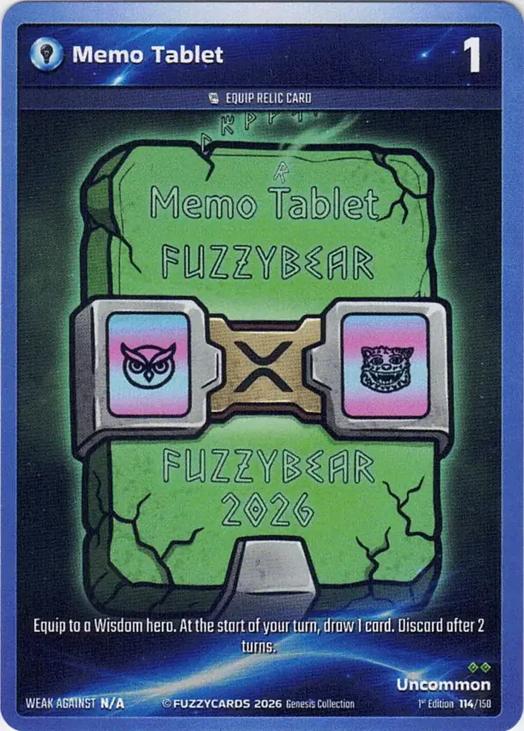 Memo Tablet card